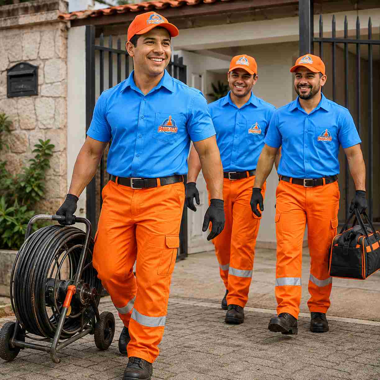 Equipe da Desentupidora Paulista chegando para atendimento Equipe da Desentupidora Paulista chegando para atendimento