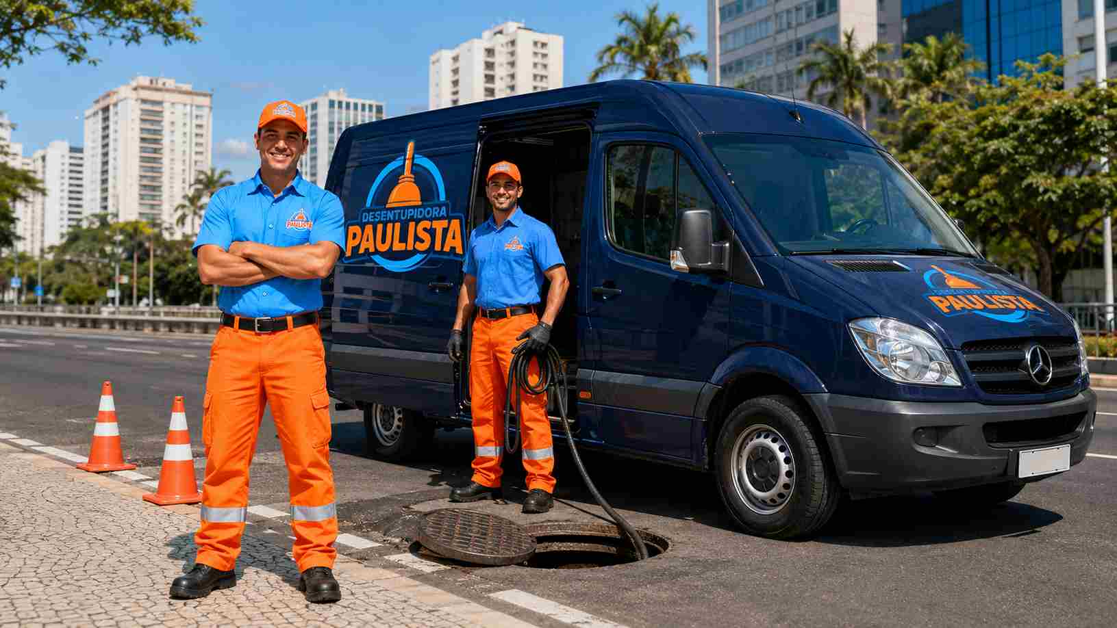 Profissional da Desentupidora Paulista em atendimento residencial Profissional da Desentupidora Paulista em atendimento residencial