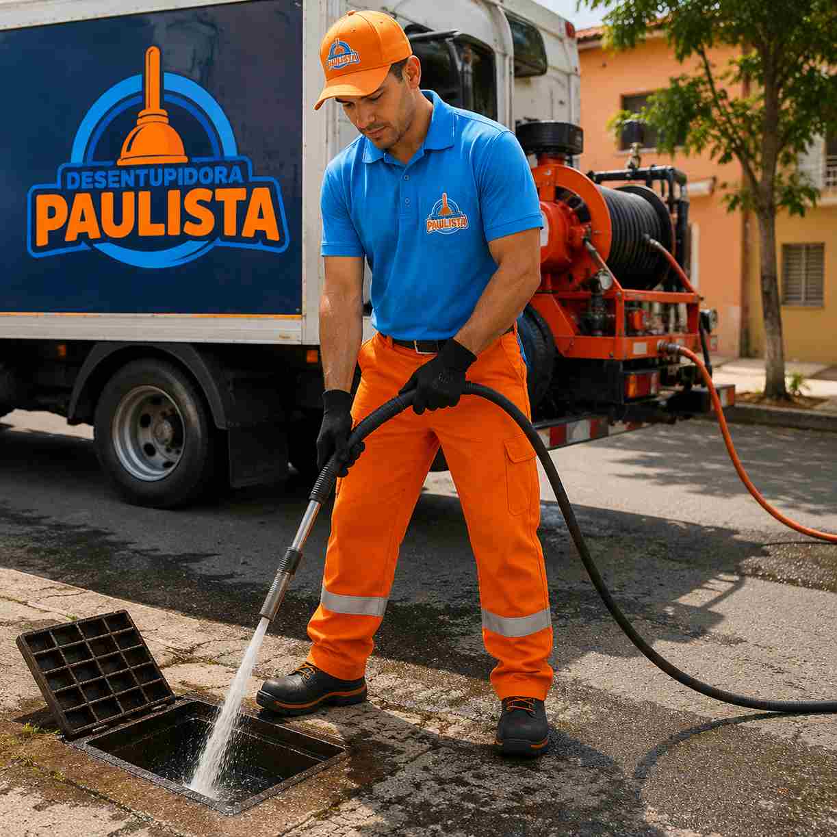 Hidrojateamento em São Paulo | Desentupidora Paulista Hidrojateamento profissional em São Paulo com equipamento de alta pressão da Desentupidora Paulista